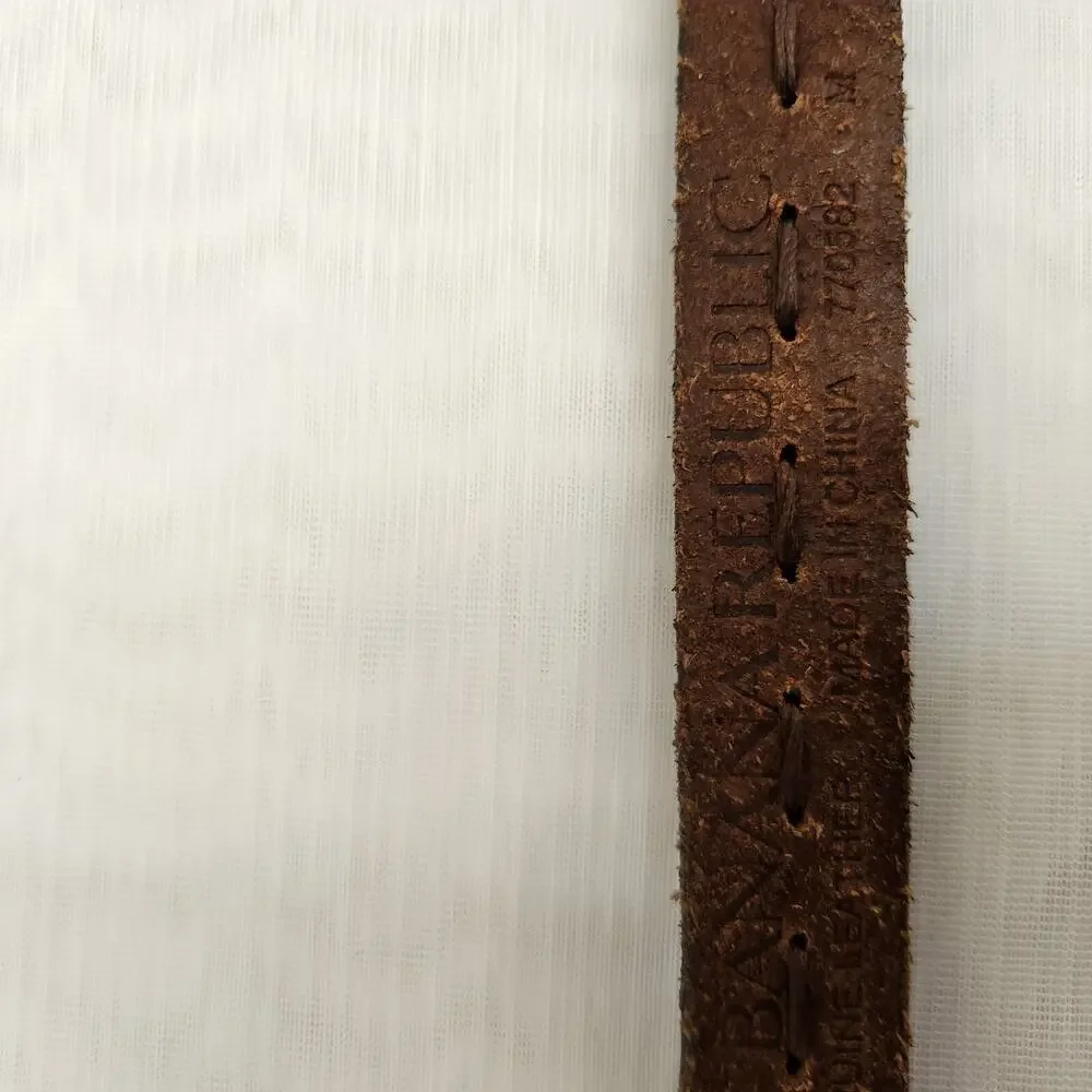Banana Republic Belt Women's M Brown Genuine Leather Copper Chain Biker Belt